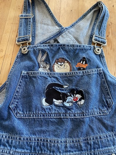 Womens Warmer Brothers Brand Vintage Looney Tunes Bib Overalls Size M - Picture 3 of 7
