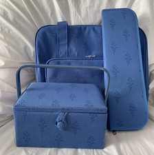 Job Lot 3 Matching Sewing/Knitting Storage Blue Small Sprig By Hobby Gift EXC