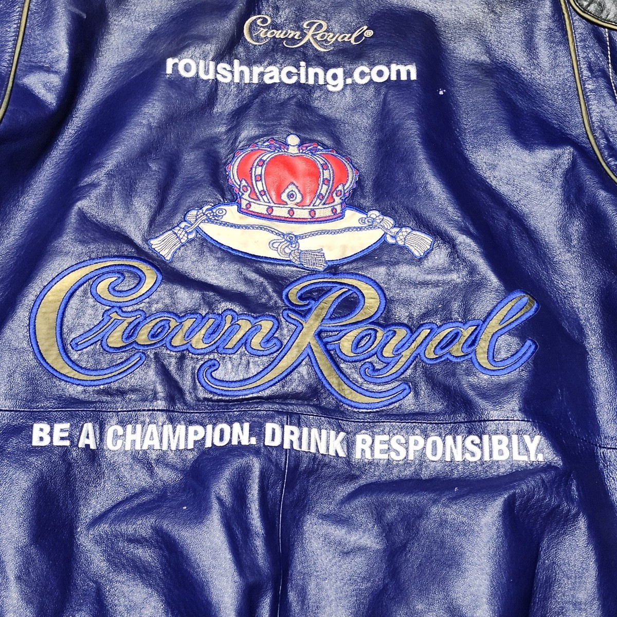 ULTRA RARE VINTAGE 97 Crown Royal Leather NASCAR Jacket Men
