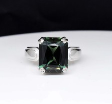 925 Sterling Silver Natural Green Sapphire Ring 7.39 Gram US 8