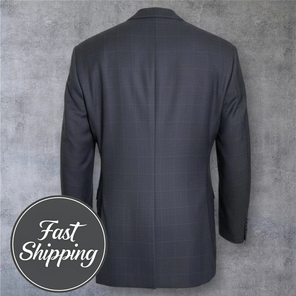HOLLAND SHERRY Para Hombres 2 Piezas Traje Blazer Chaqueta 42R Pantalón 34Wx29L Gris Lana A Cuadros Foto 3 de 4