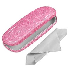 Hard Shell Eyeglasses Case, Portable Protective Glasses Small Glittering Pink