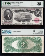 VERY NICE Bold & Crisp VF+ 1917 $2 BRACELET US Legal Tender Note! PMG 25! 38602