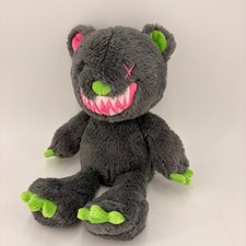 Creepy Zombie Bear Plush 14  Neon Green  Pink Horror Stuffed Animal