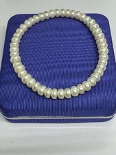 White Pearl Bracelet Button Pearls Stretch