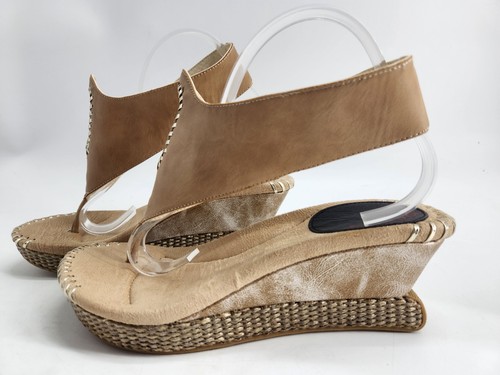 Modzori Lucia Reversible Sandals Womens 10 Brown Beige Platform Wedge Heel NEW - Picture 2 of 9
