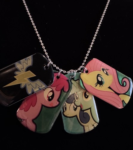My Little Pony Friendship Is Magic Dog Tag Charm Necklace 4 Charms Fan Art