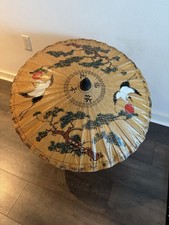 Vintage Japanese Bamboo Paper Parasol Umbrell...