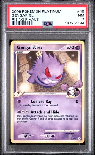 2009 POKEMON PLATINUM RISING RIVALS #40 GENGAR GL PSA 7
