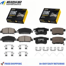 Front & Rear Ceramic Disc Brake Pads w/ Hardw...