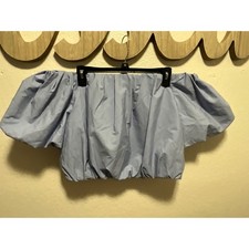 Banana Republic Off The Shoulder Puff Sleeve Crop Top Blue Size L