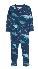 12 Month Toddler SHARKS Pajama One Piece Navy 5040