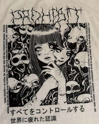 Camiseta Grunge Punk Figura y Eslogan Estampado Gráfico Hombro Caído Grande Para Mujer XS - Imagen 1 de 4