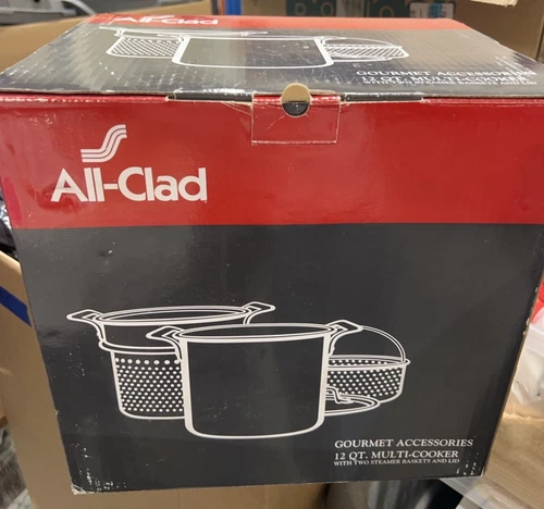 ALL-CLAD 12-Quart Multi Cooker Steamer Set Stainless Steel w 2 Baskets & Lid