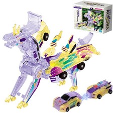 Collision Transforming Dinosaur car Toy  2-in-1 robo Crash Magnetic Race Car...