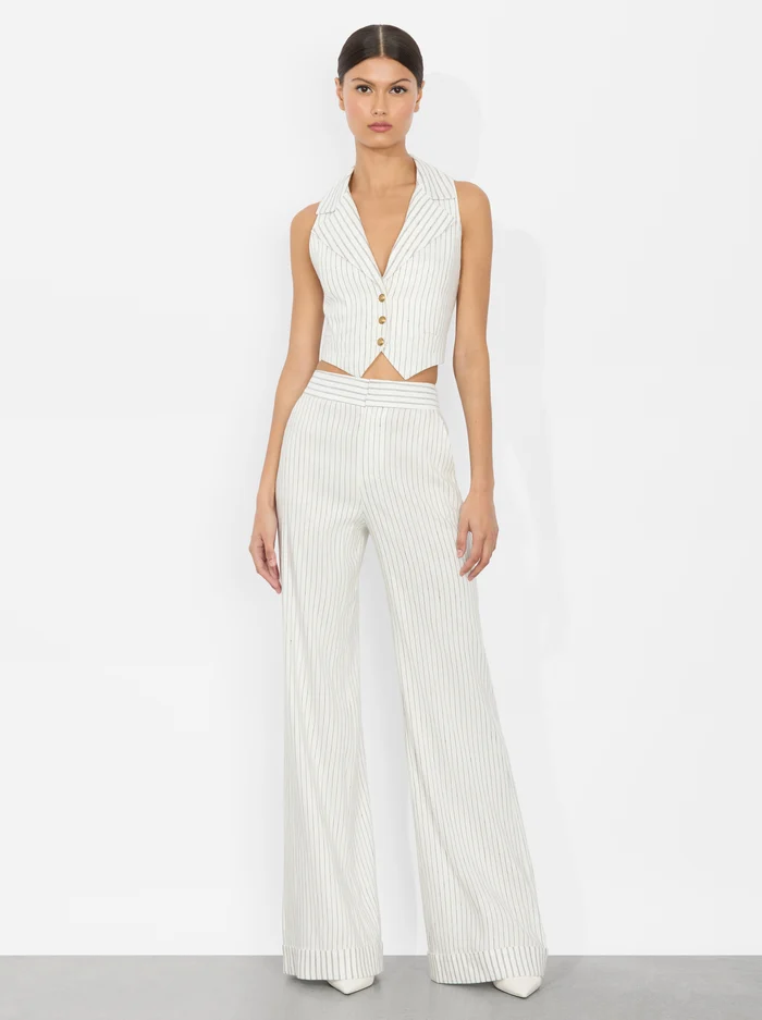 Alice and Olivia Dylan Cuffed Linen Pant NWT