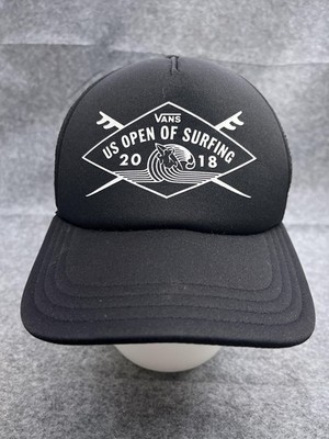 Vans Hat Cap Trucker Snap Back Mens 7 1/4 Black US Open Surfing
