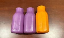 RARE Vintage Plastic 3 Bottles Jugs Grape  Orange Juice Pretend Play