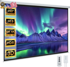 150" Projector Screen Motorized 16:9, 4K HD Pull Down 150 INCH 16:9 NEW