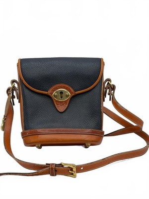Vintage Dooney & Bourke Cavalry Spectator Crossbody   Navy/Tan AWL Leather Boho