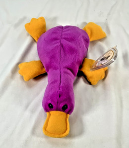 Ty Beanie Baby Patti Platypus 1993 Magenta Purple P.E. Pellets Tags