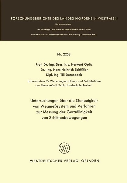 Herwart Opitz | Untersuchungen üBer Die Genauigkeit Von WegmeßSystemen Und...-image