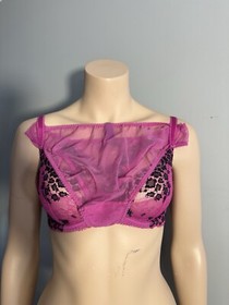 L'AGENT by AGENT PROVOCATEUR Reya Lace Mesh Pink Black Bra Underwire 32E W Tag