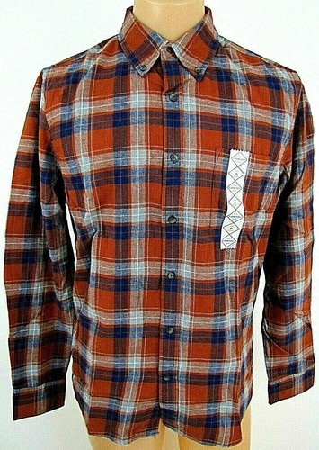 St John's Bay Flannel Slim Medium Bronze Shirt Mens Fisherman Brown Pocket New - Picture 2 of 4