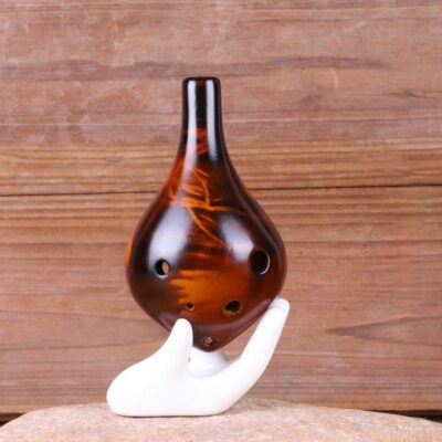 6 Hole Small Size Ocarina Strawfire Ceramic Alto C Tone Key Flute Glaze Chinese