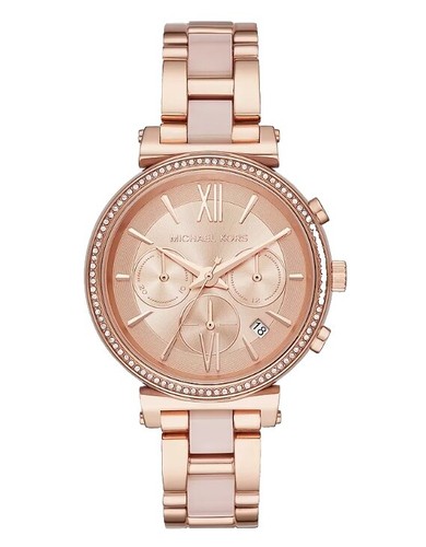 Michael Kors mk-5702 unisex Golden Tone and Brown leather strap Chronograph NWOB Michael Kors mk-5702 unisex Golden Tone and Brown leather  main image 2
