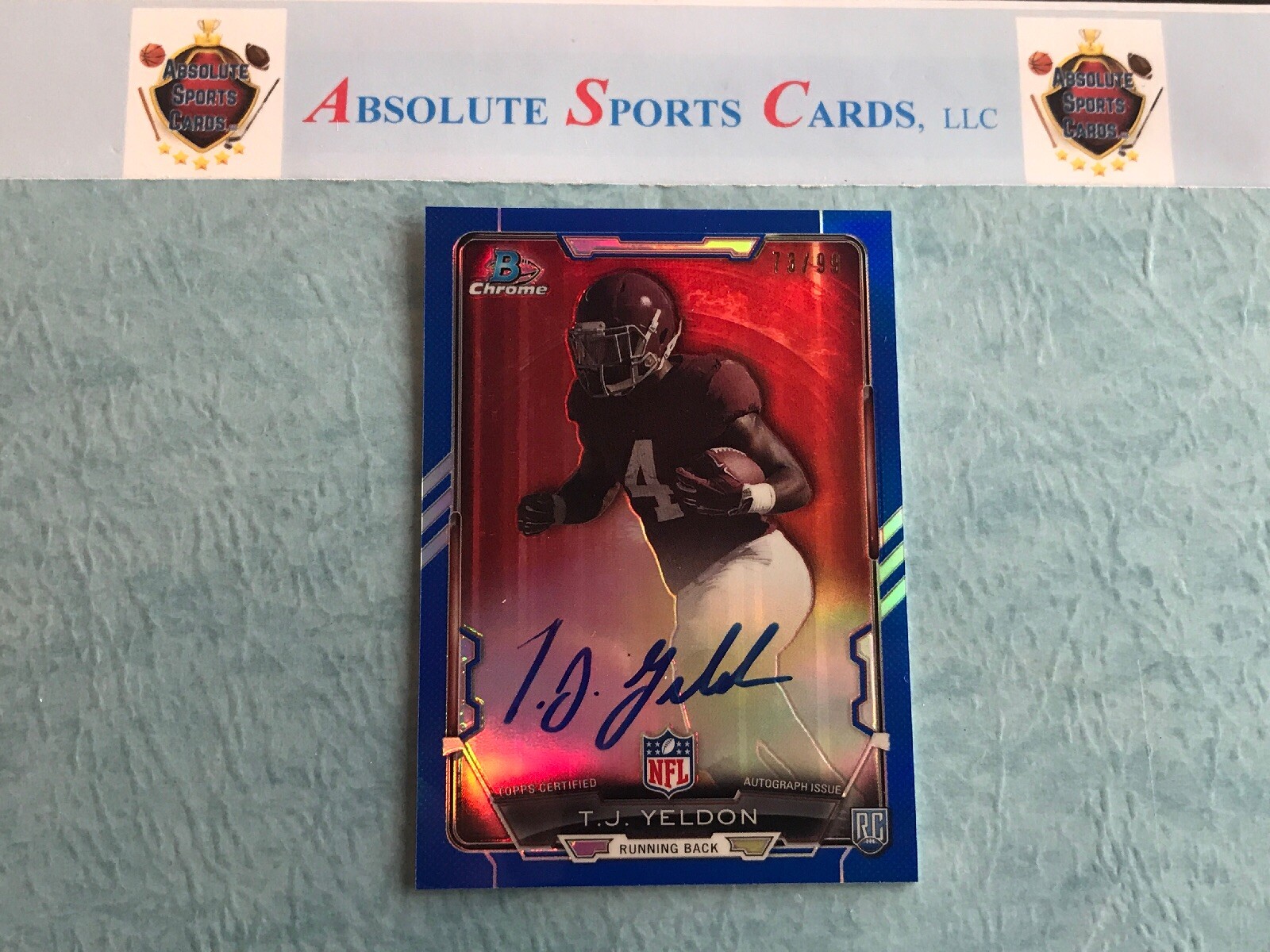 TJ Yeldon Finest Autograph Jumbo Relic Refractor #TY Blue Refractor