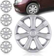 15" Wheel Rim Cover Hubcaps Snap On Tire Steel Sliver Replacement 4-pack