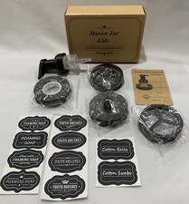 Mason Jar Bathroom Accessories Lids Foaming Soap Dispenser 4 Piece Labels Bronze