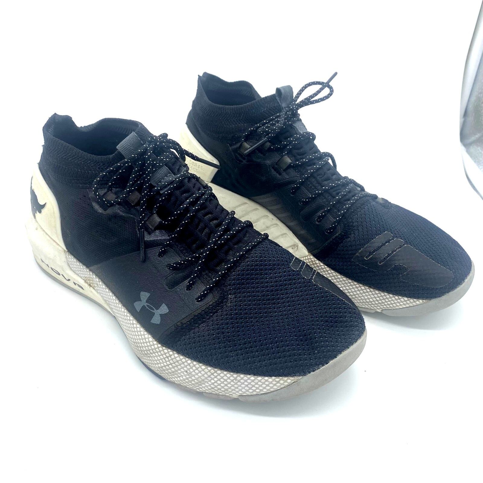 Under Armour Project Rock Men's size 10 Black and White Hovr Sneakers