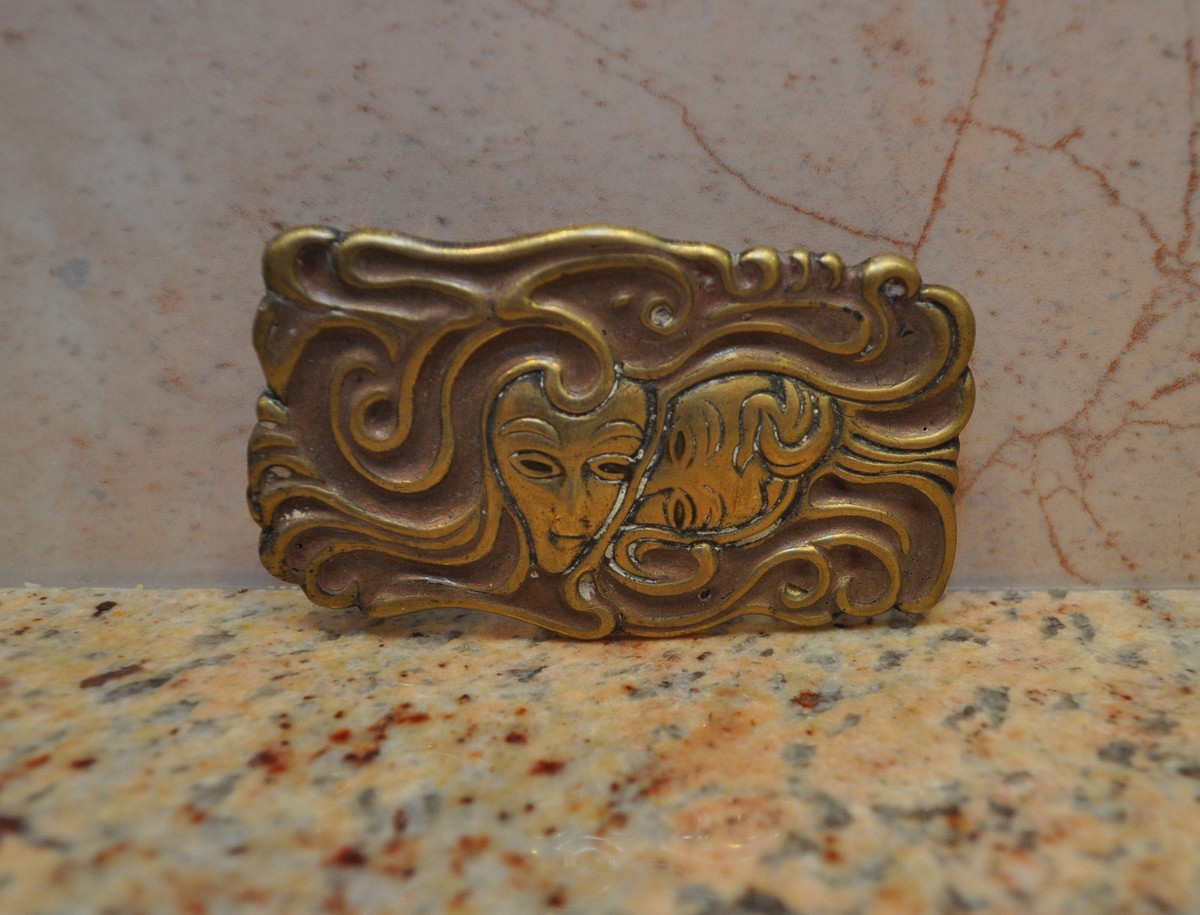 1970s Brass + Enamel Belt Buckle Vintage Bald Eagle Painted Enamel Brass Belt Buckle With  main image 4