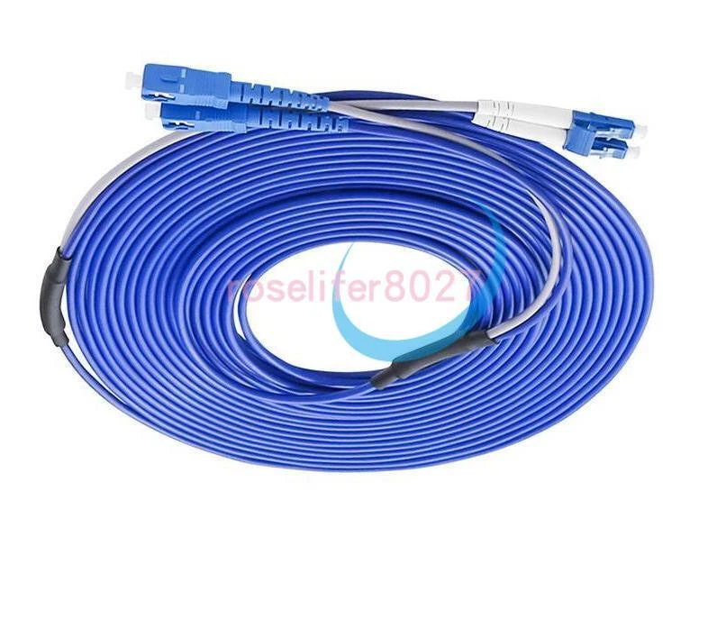 5M Armored Cable Fiber Patch Cord LC to SC LC-SC SM 9/125 Duplex Pigtail - Photo 1/1