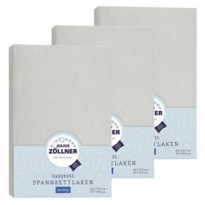 Julius Zöllner Spannbetttuch Jersey 70x140 / 60x120 Hellgrau 3er Pack