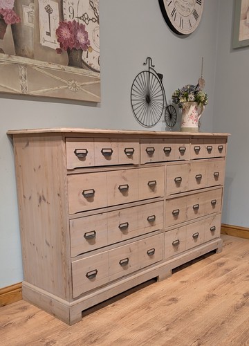 Vintage Solid Pine Merchants Chest of Drawers Apothecary Style Sideboard - Picture 4 of 12