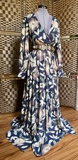 Fashion Nova Peacock feather maxi dress sheer kaftan long sleeve L Large