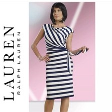Lauren Ralph Lauren Navy & White Striped Dress - Size 6P