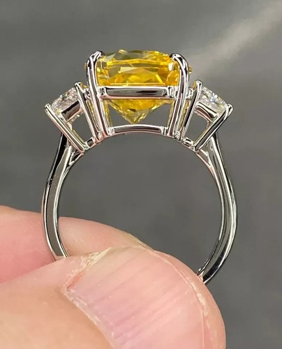 6Ct Radiant Cut Lab Created Diamond Women Engagement Ring 14K White Gold Plated - Picture 3 of 8