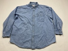 wrangler Rugged Wear Men  s Long Sleeve Button Down Blue Denim Shirt Size 2XL