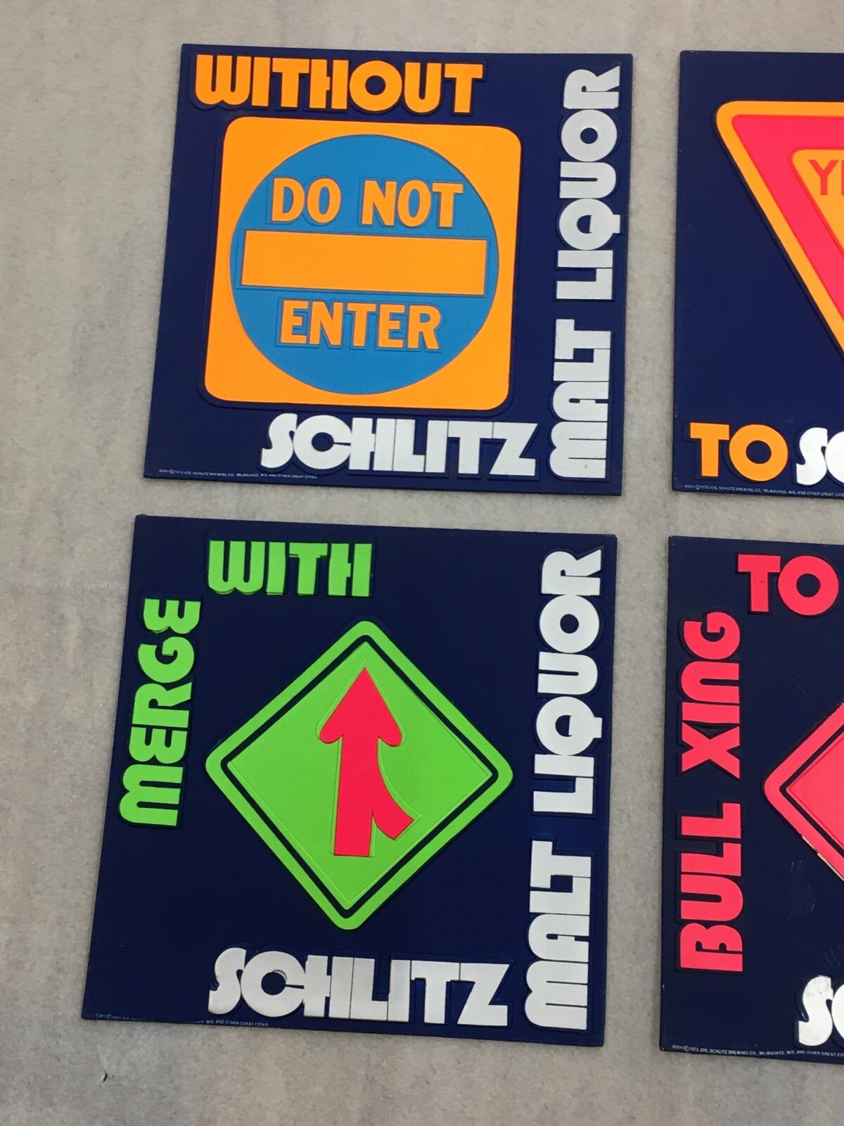 old SCHLITZ MALT LIQUOR Advertisement Sign - Lot of 4 - all