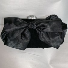 Pre-loved Authentic Neiman Marcus Black Silk & Velvet Evening Bag Frame Clutch 