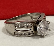 925 Signed Sterling Silver CZ Cubic Zirconia Wedding Cocktail Band Ring SIZE 8
