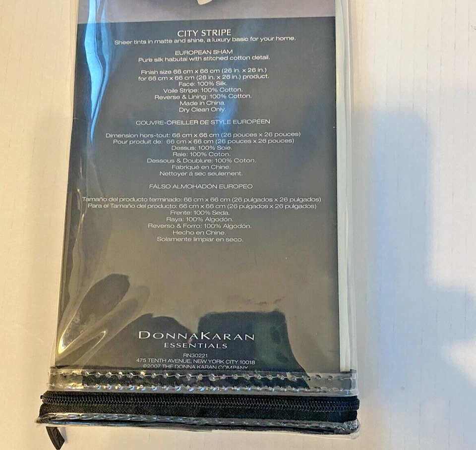 Donna Karan Essentials City Stripe Silk Quilted European Sham Ivory New - Image 2 of 4