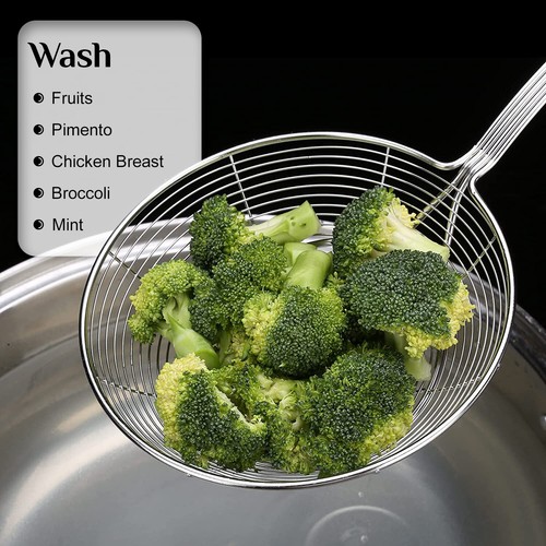 Ladle Spider Skimmer Kitchen Utensil Stainless Steel Mesh Strainer Fry Spoon Set - Picture 5 of 9