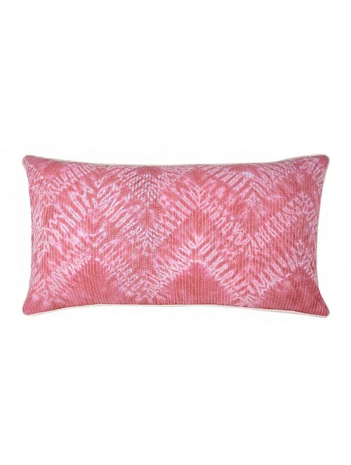 Shiboru-Kantha Cushion Cover tie & dye 14x26, pink colour, rectangle - Image 2 of 4