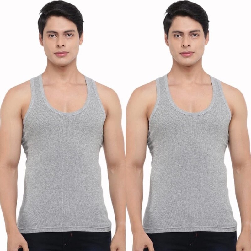 Dollar Bigboss Men's Vest 100% Combed Styled Stretch Sleeveless Scoop Neck Rib F