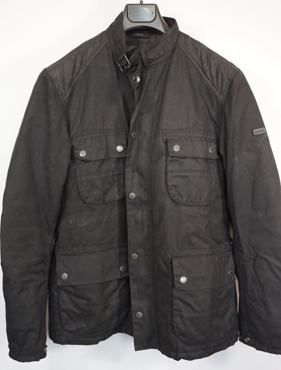 395 BARBOUR INTERNATIONAL WEIR BLACK COTTON WAX JACKET MEDIUM M